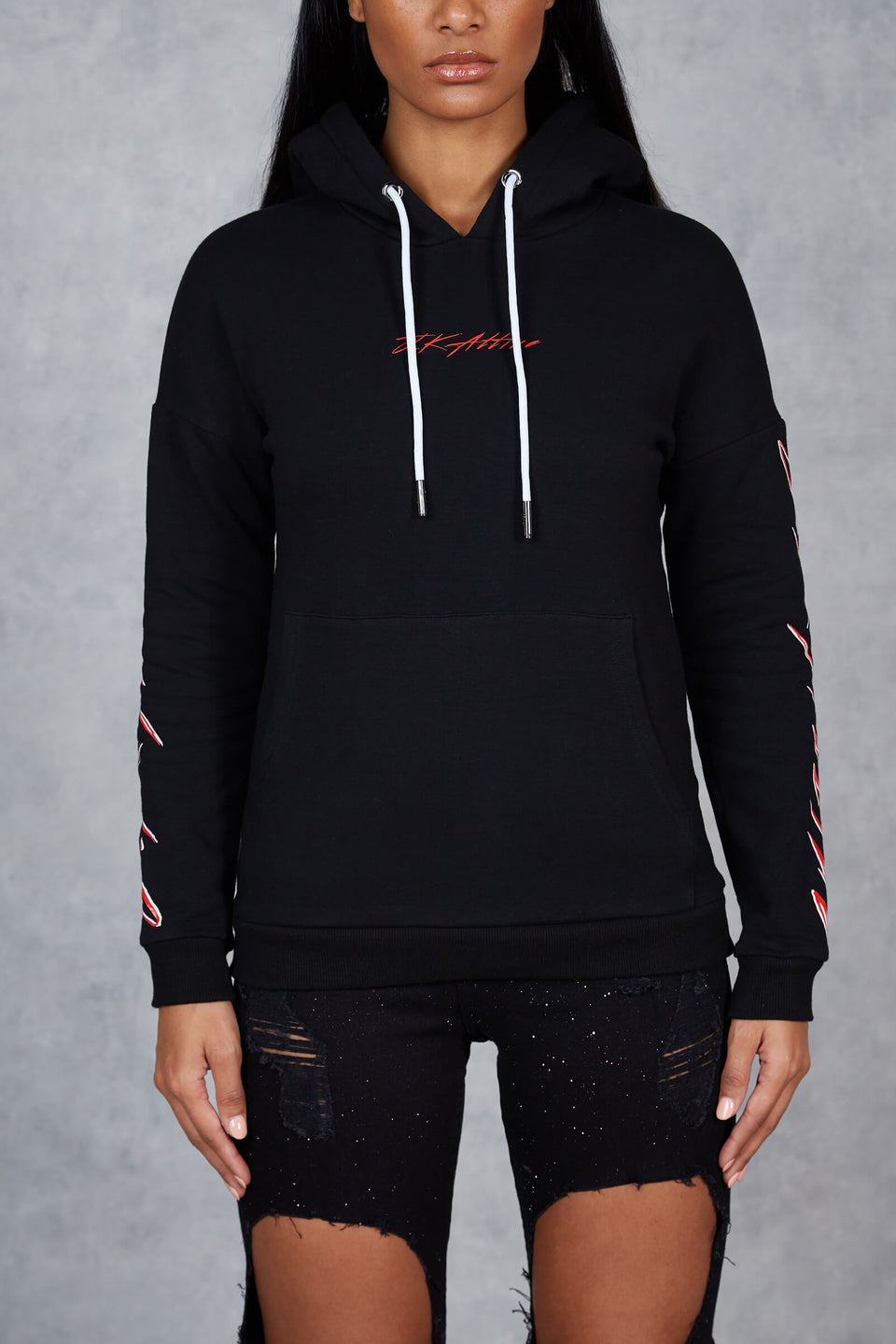 Oversized Trap Hoodie - Black/Red